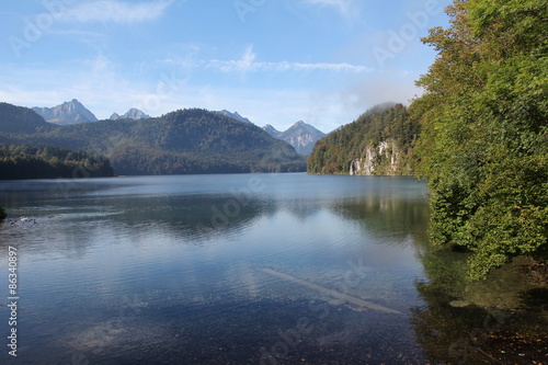 Bavarian alps in Germany / Hohenschwangau lake with bavarian alps in Germany