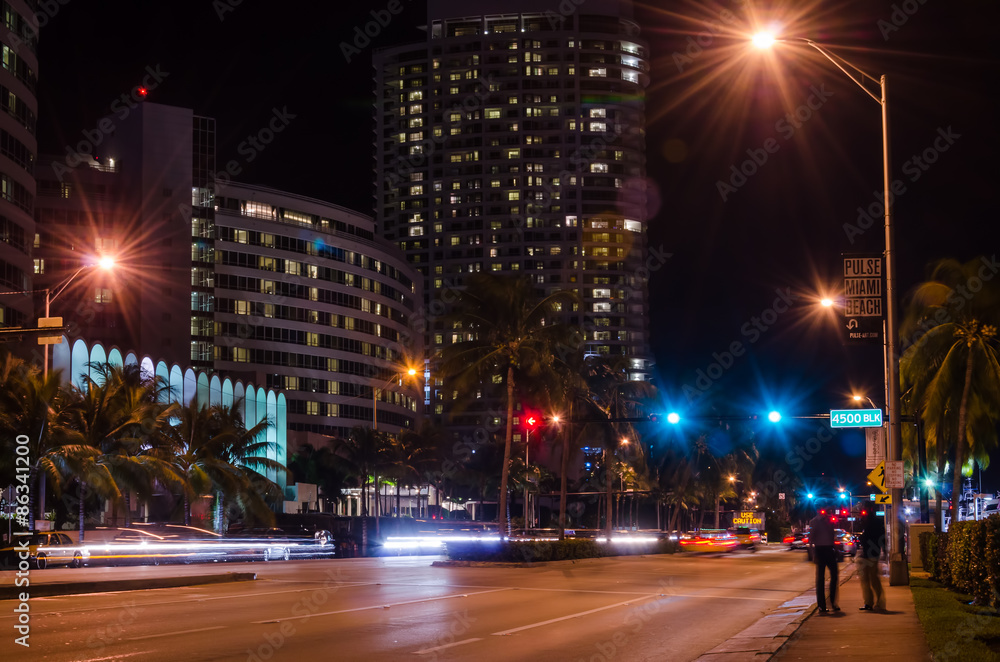 Charlotte, NC. United States. City lights and streets in downtown