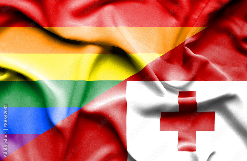 Waving flag of Tonga and Pride Waving flag of Tonga and Pride