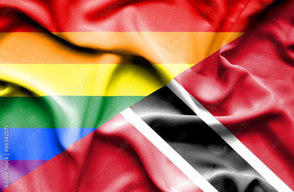 Waving flag of Trinidad and Tobago and Pride Waving flag of Trinidad and Tobago and Pride
