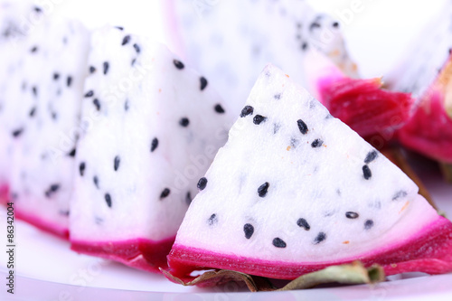 Dragon fruit cutted on plate