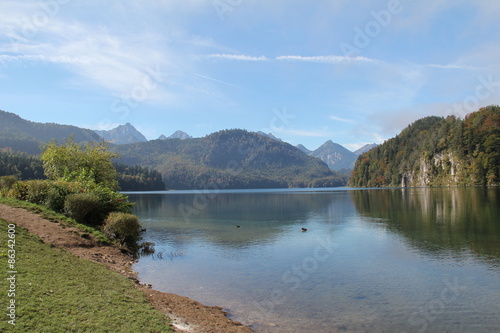  Bavarian alps in Germany / Hohenschwangau lake with bavarian alps in Germany