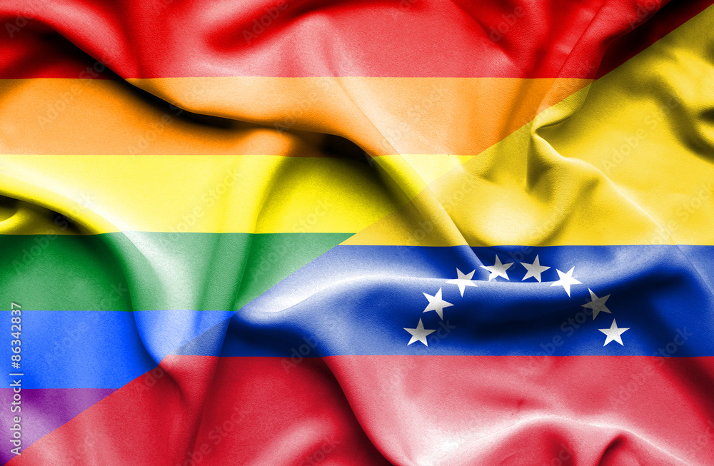 Waving flag of Venezuela and Pride Waving flag of Venezuela and Pride