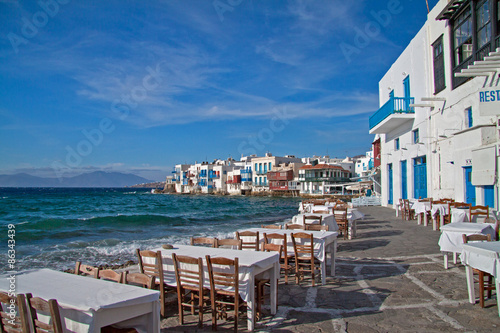 Mykonos, Restaurant am Hafen