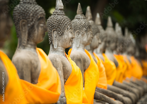 old Buddha statue in temple at Ayutthaya photo