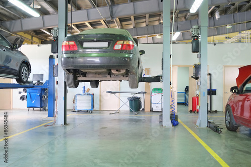 Serpuhov, Russia, June, 23, 2015: Cars in a dealer repair station in Serpuhov, Russia