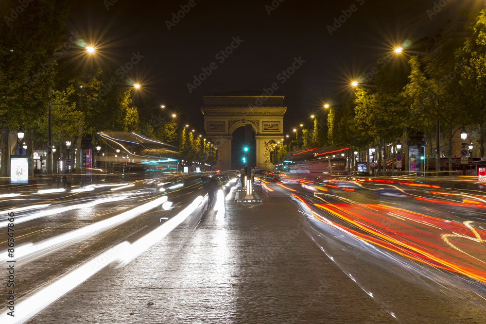 Champs Elysees and Arc de Triomphe, Paris, France