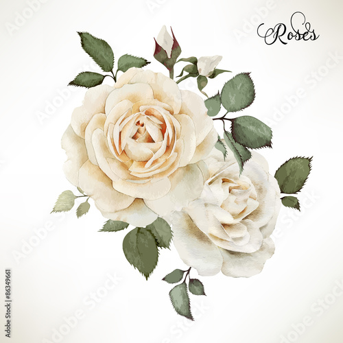 Bouquet of roses, watercolor, can be used as greeting card, invi