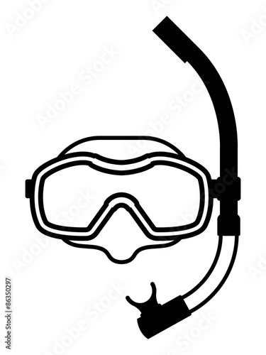 Black and white icon of snorkeling equipment photo