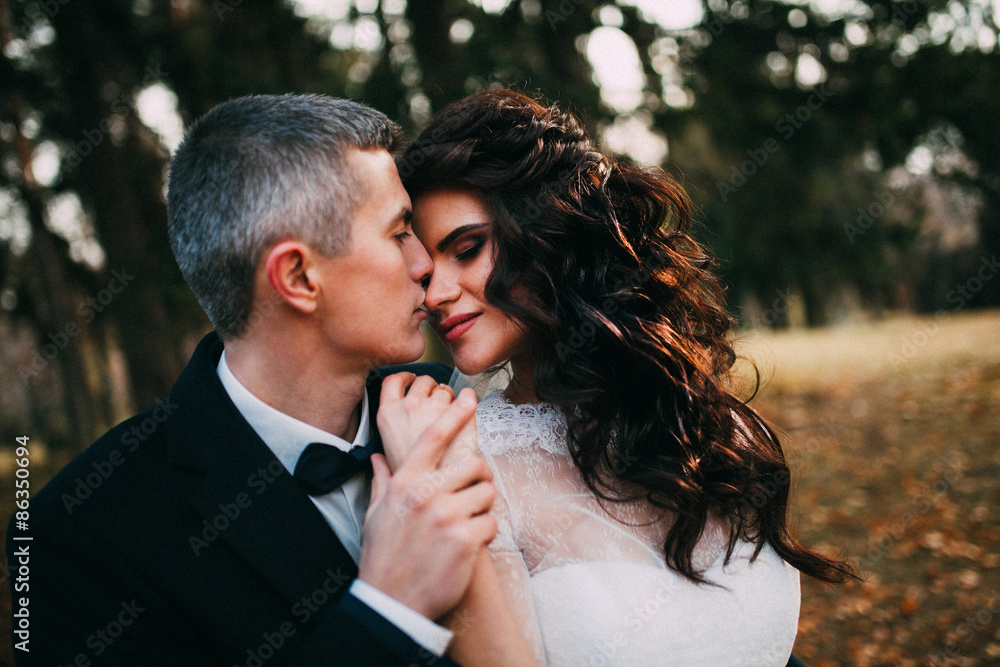 Bride and Groom portrait in the park Bride and Groom portrait in the park
