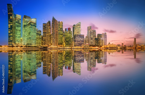 Fototapeta Naklejka Na Ścianę i Meble -  Singapore Skyline and view of Marina Bay