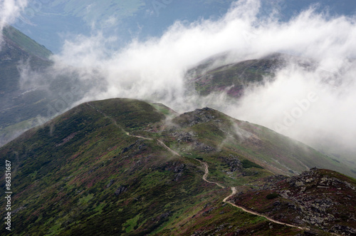 evening mountain plateau landscape (Carpathian, Ukraine)