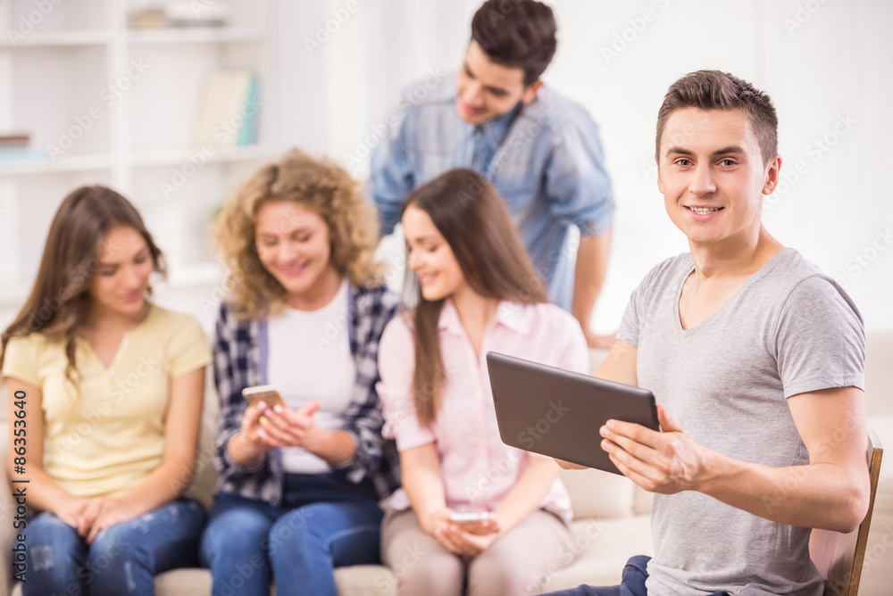 Students with gadgets Students with gadgets