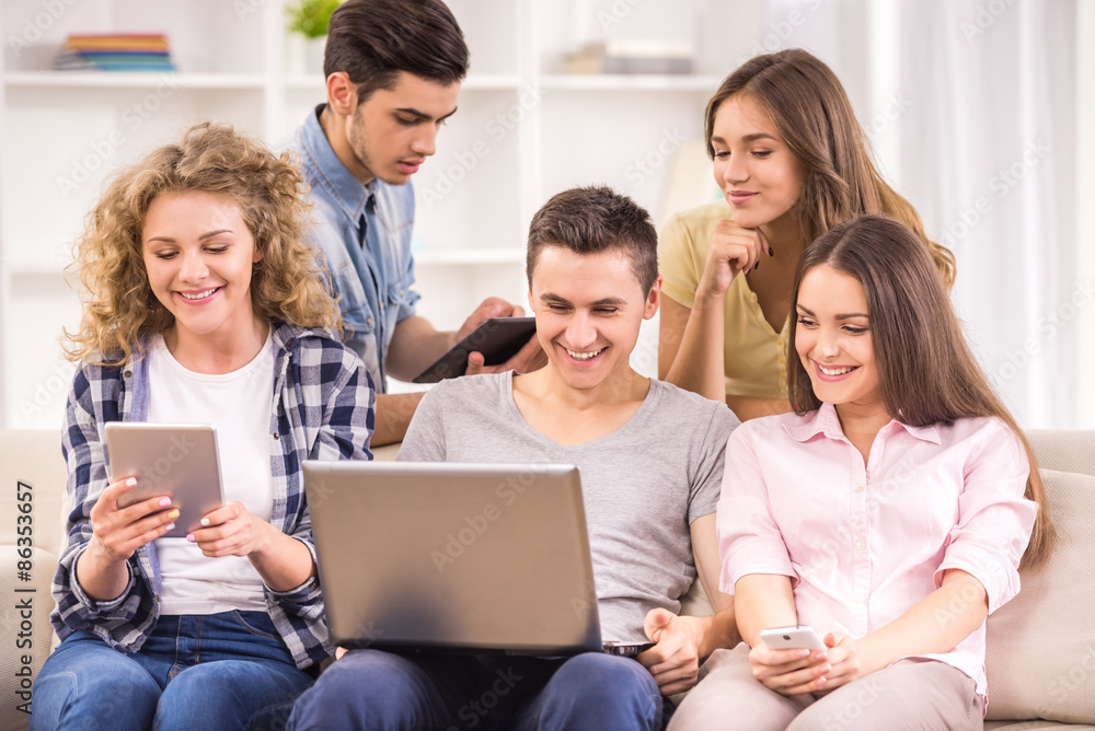 Students with gadgets Students with gadgets