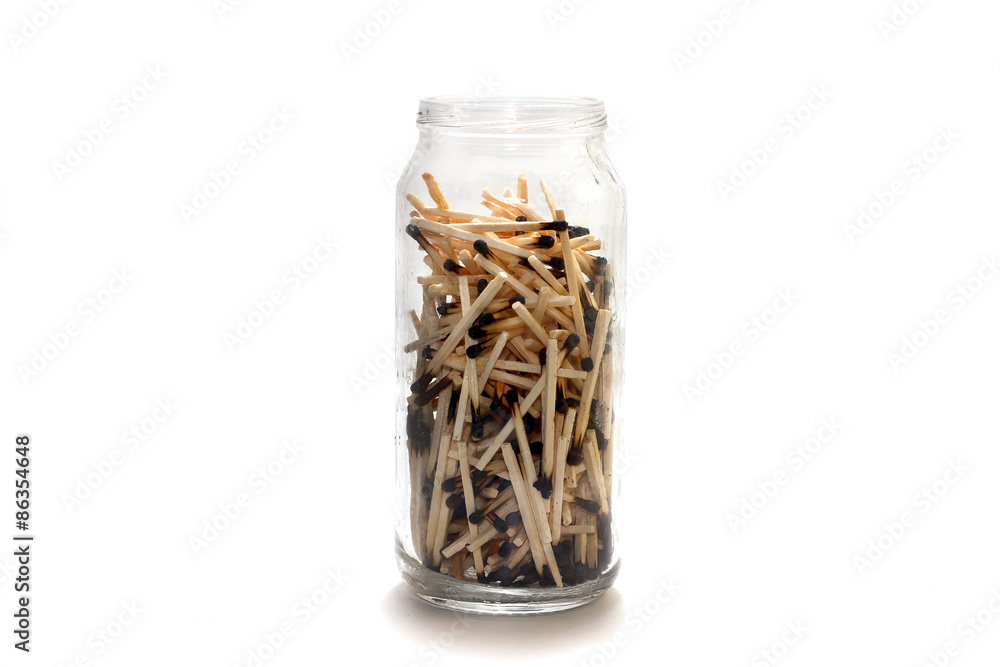 Glass cup with matches Glass cup with matches