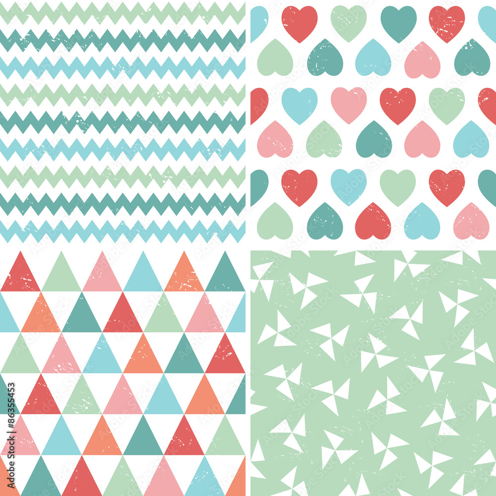 seamless hipster geometric patterns bright pastel colors