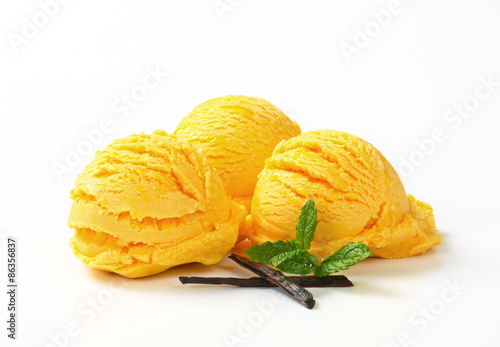 Scoops of yellow ice cream