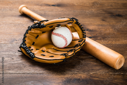 Glove With Baseball And Bat