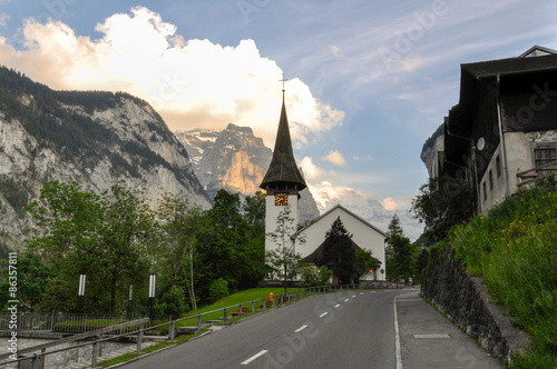 Church in Lauterbrunnen valley  Switzerland
