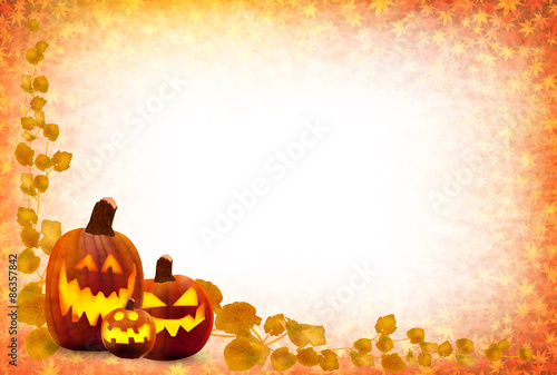 ハロウィン　かぼちゃ　もみじ