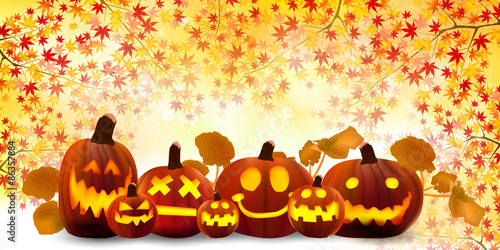 ハロウィン　かぼちゃ　もみじ