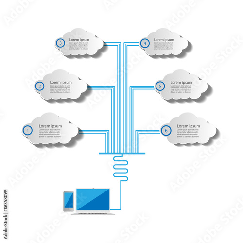 Vector illustration of Cloud computing and infographics