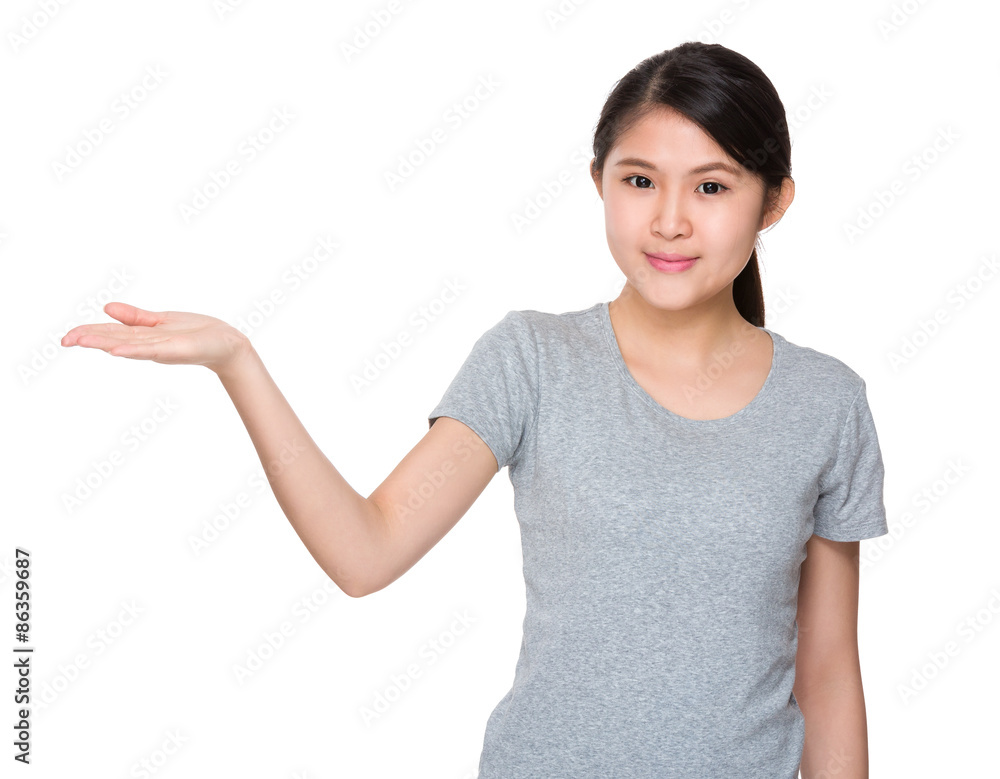 Young student with hand showing the blank sign Young student with hand showing the blank sign