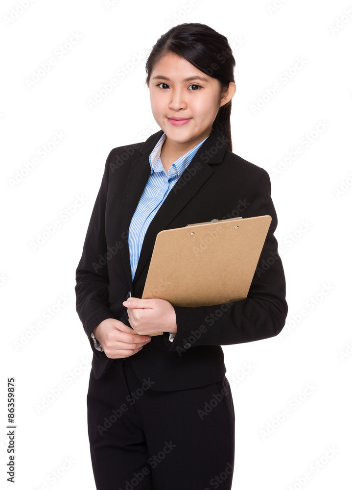 Young businesswoman holding with clipboard Young businesswoman holding with clipboard