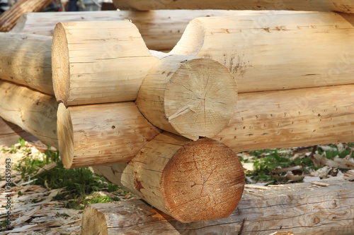 Detail of loghouse construction process. photo