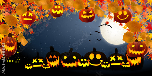 ハロウィン　もみじ　背景