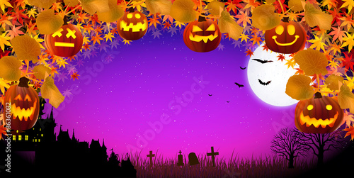 ハロウィン　かぼちゃ　もみじ
