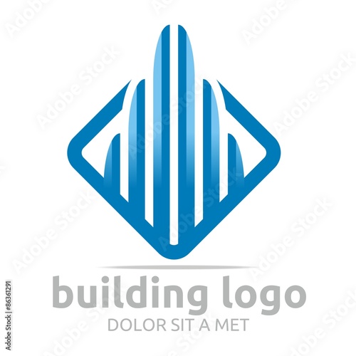 Logo Icon Tall Buldings Blue Design Symbol Abstract
