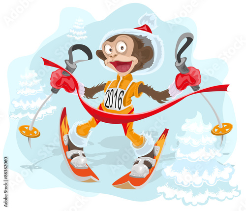 Monkey symbol 2016 goes skiing