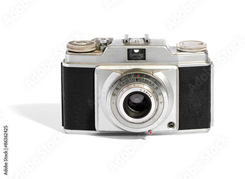 Vintage camera on white