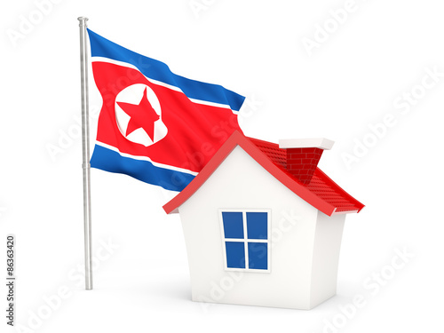 House with flag of korea north