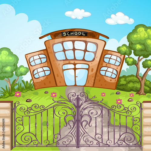 Illustration of school building