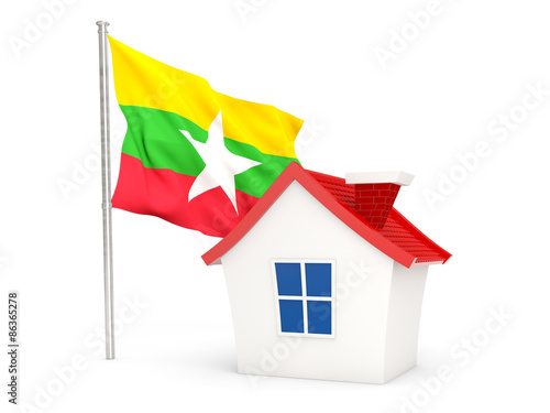 House with flag of myanmar