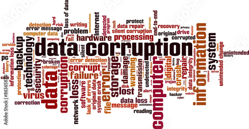 Data corruption word cloud concept. Vector illustration