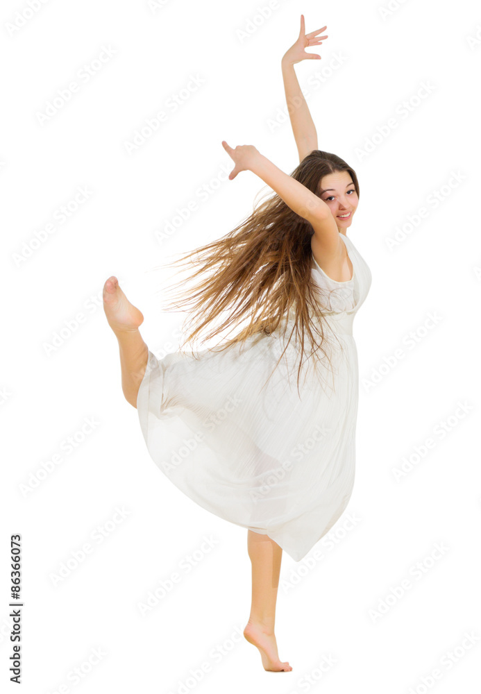 Fototapeta premium Young girl dancer isolated