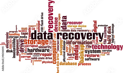 Data recovery word cloud concept. Vector illustration