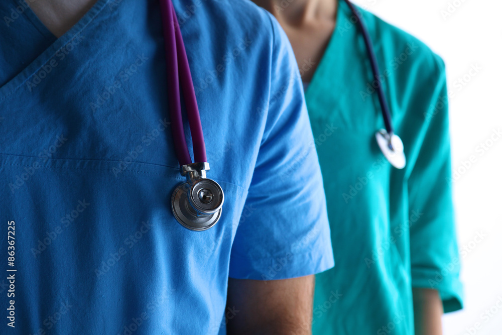Closeup portrait of a two doctors with stethoscope Closeup portrait of a two doctors with stethoscope