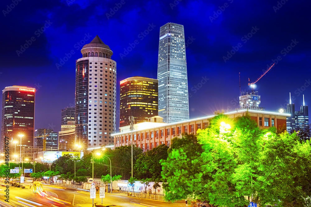 BEIJING, CHINA - MAY 20, 2015:Evening, night modern Beijing busi