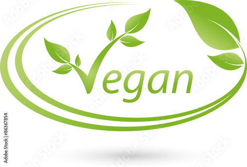 Vegetarisches Logo mit Blättern, Vegan, Pflanze