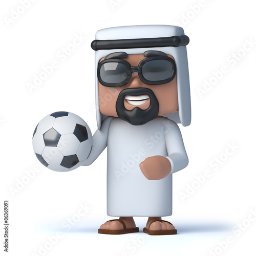 3d Arab sheik holds a football