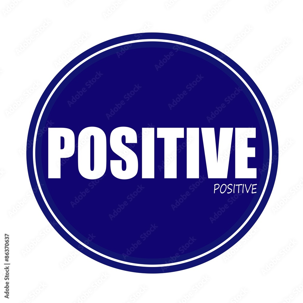 POSITIVE white stamp text on blue POSITIVE white stamp text on blue