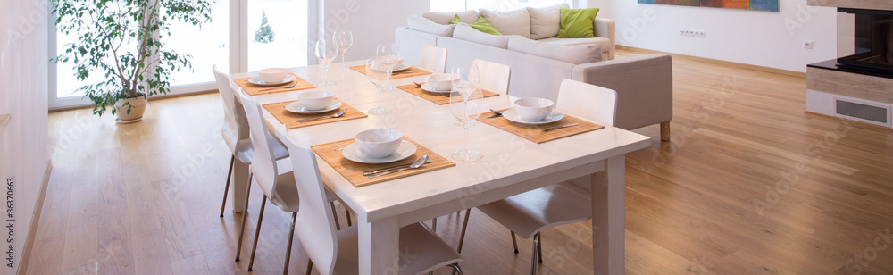 White tableware on the table White tableware on the table