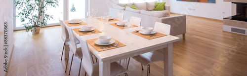 White tableware on the table
