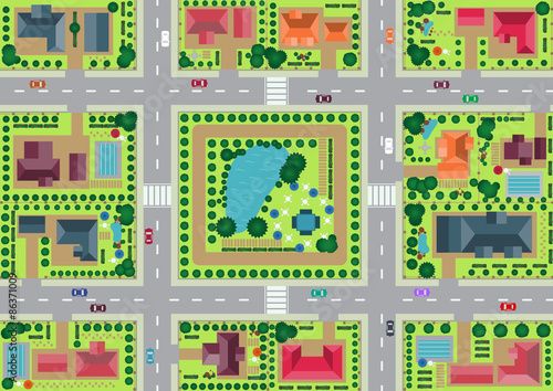 Village and park view from top