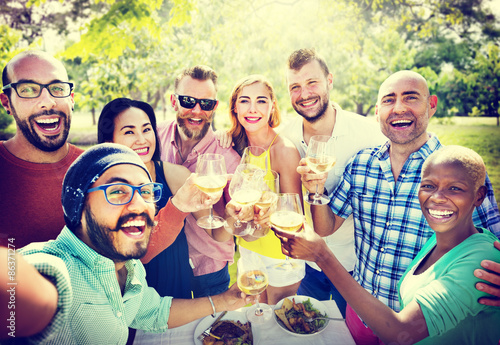 Diverse People Luncheon Outdoors Food Concept