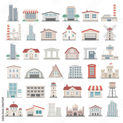 Flat Icons - Buildings